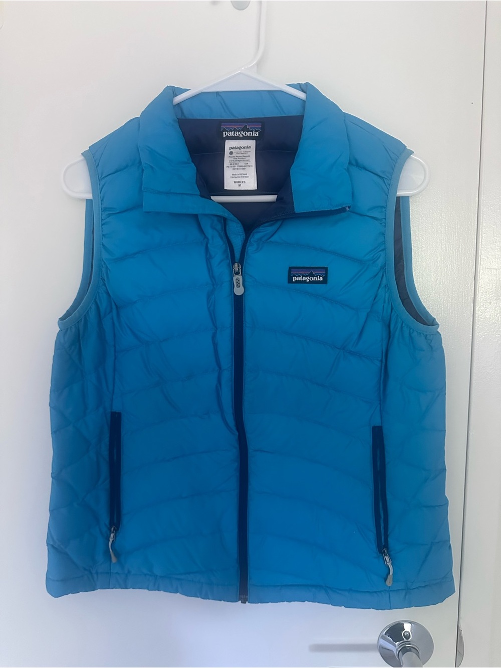 Patagonia Women’s Down Puffer Vest Blue Full Zip Outdoor Size M